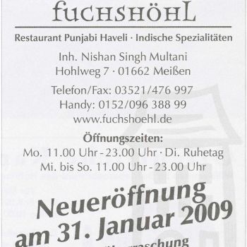 Neueröffnung am 31. Januar 2009 - Gaststätte Fuchshöhl